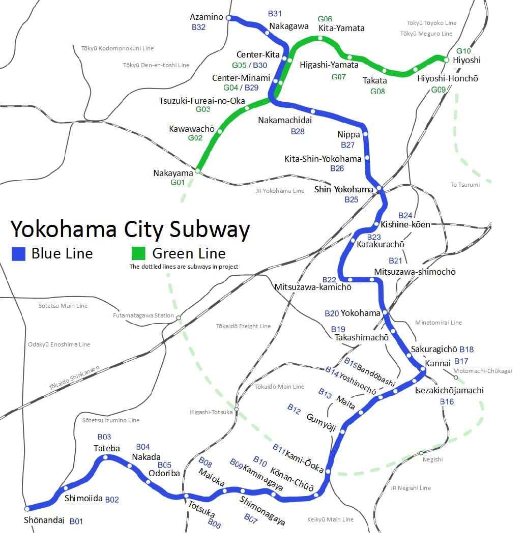 Yokohama U-Bahn-Karte